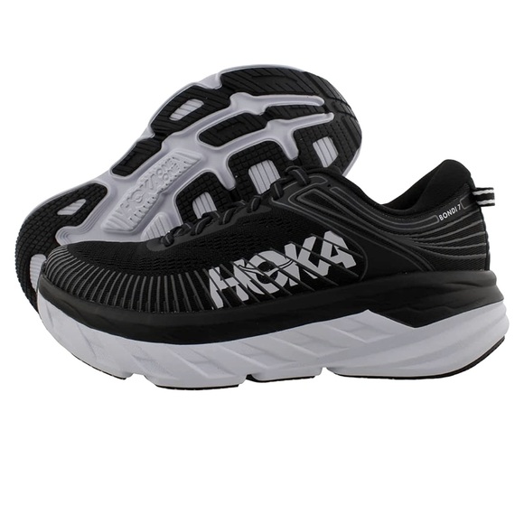 Hoka One One Women’s Bondi 7 Black & White Running Shoes - Picture 2 of 15